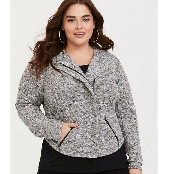 Torrid Gray Knit Zip Moto Jacket SZ 4 4X - Picture 1 of 10